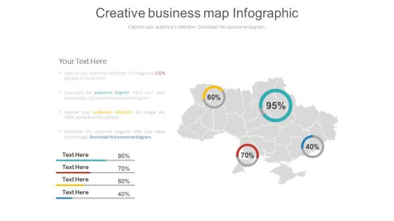 Business Area Map With Percentage Value Powerpoint Slides