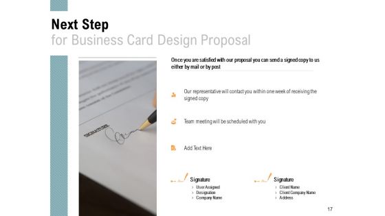 Business Card Design Proposal Ppt PowerPoint Presentation Complete Deck With Slides