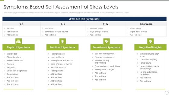 Business Change And Stress Administration Methods Symptoms Based Self Assessment Of Stress Levels Background PDF