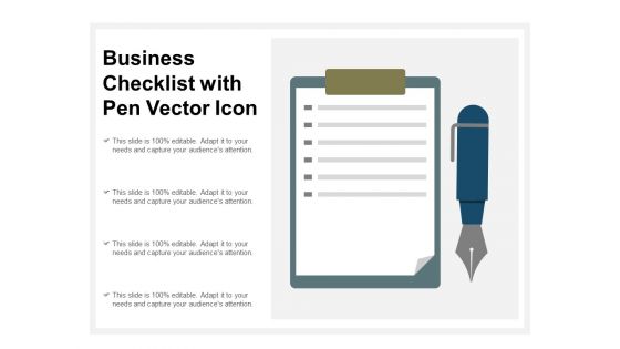 Business Checklist With Pen Vector Icon Ppt PowerPoint Presentation Infographic Template Deck Business Checklist With Pen Vector Icon Ppt PowerPoint Presentation Infographic Template Deck