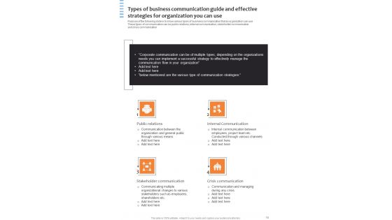 Business Communication Playbook And Effective Strategies For Organizations Template