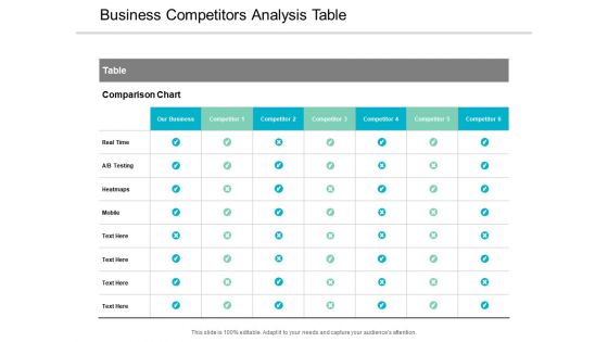 Business Competitors Analysis Table Ppt Powerpoint Presentation Icon Brochure