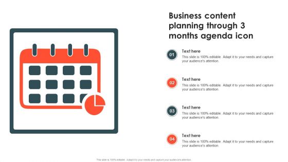 Business Content Planning Through 3 Months Agenda Icon Infographics PDF