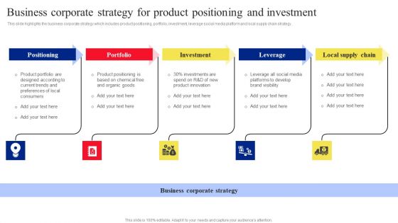 Business Corporate Strategy For Product Positioning And Investment Graphics PDF Business Corporate Strategy For Product Positioning And Investment Graphics PDF