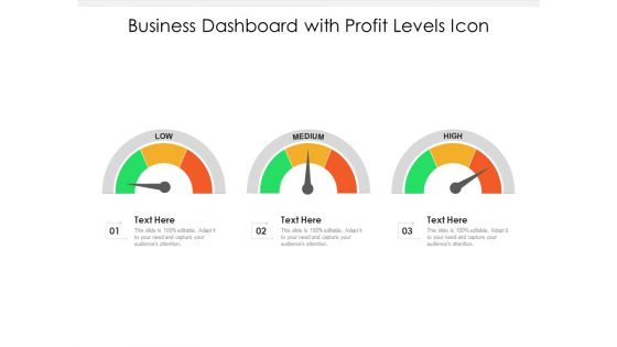 Business Dashboard With Profit Levels Icon Ppt PowerPoint Presentation Visual Aids Professional PDF