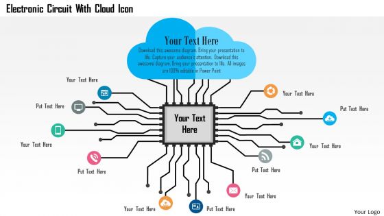 Business Diagram Electronic Circuit With Cloud Icon Presentation Template