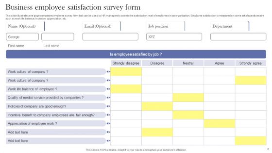Business Employee Satisfaction Survey Ppt PowerPoint Presentation Complete Deck With Slides Survey