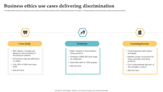 Business Ethics Use Cases Delivering Discrimination Formats PDF Business Ethics Use Cases Delivering Discrimination Formats PDF