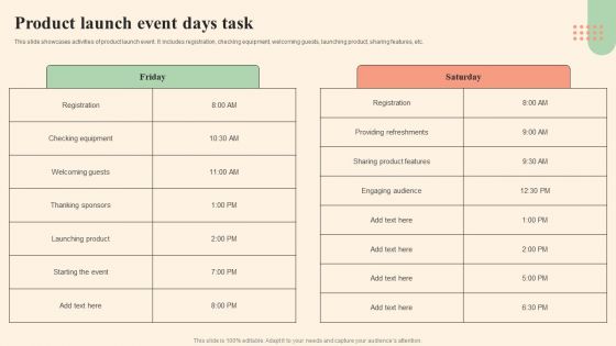 Business Event Day Activities Product Launch Event Days Task Diagrams PDF Business Event Day Activities Product Launch Event Days Task Diagrams PDF