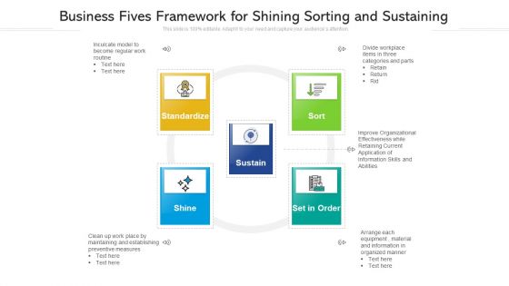 Business Fives Framework For Shining Sorting And Sustaining Ppt Slides Example File PDF