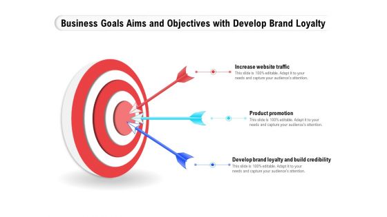 Business Goals Aims And Objectives With Develop Brand Loyalty Ppt PowerPoint Presentation Infographics Graphics PDF