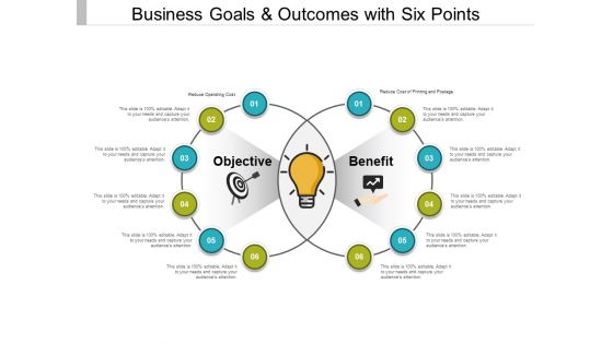 Business Goals And Outcomes With Six Points Ppt PowerPoint Presentation File Templates