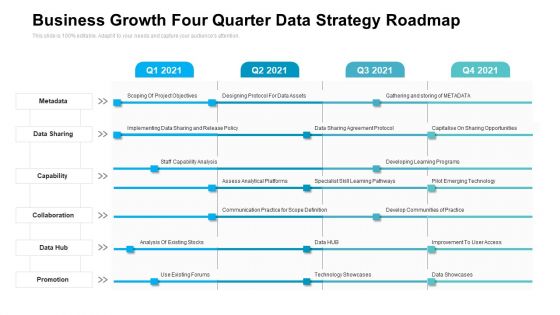 Business Growth Four Quarter Data Strategy Roadmap Mockup