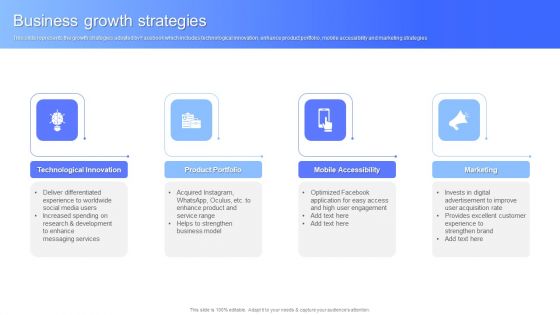 Business Growth Strategies Facebook Business Outline Mockup PDF