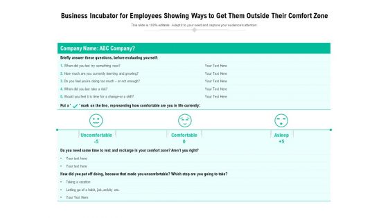 Business Incubator For Employees Showing Ways To Get Them Outside Their Comfort Zone Ppt PowerPoint Presentation Layouts Layout Ideas PDF