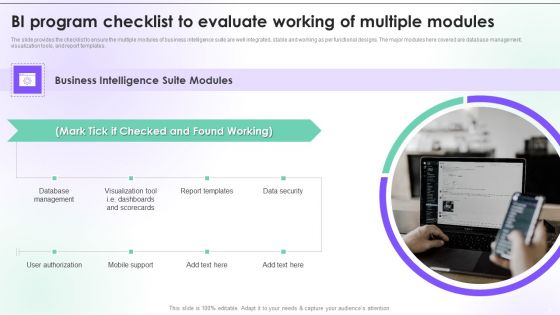 Business Intelligence Modification Program Management Checklist Ppt PowerPoint Presentation Complete With Slides