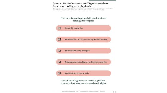 Business Intelligence Playbook Template