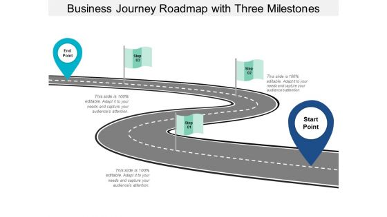 Business Journey Roadmap With Three Milestones Ppt Powerpoint Presentation Gallery Mockup