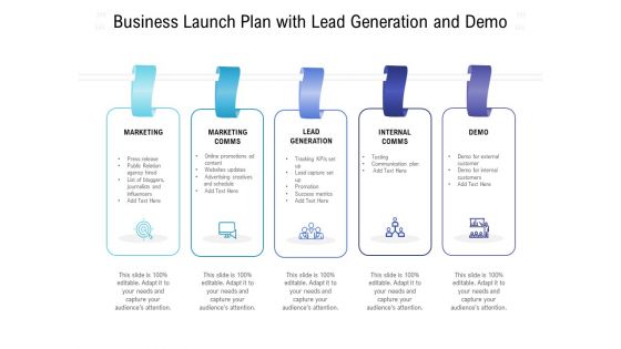 Business Launch Plan With Lead Generation And Demo Ppt PowerPoint Presentation Model Information PDF