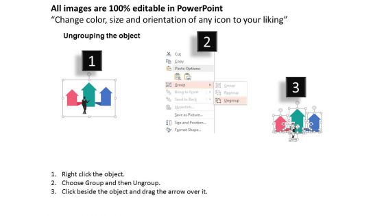 Business Man With Three Arrows Powerpoint Template