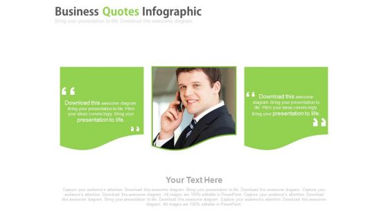 Business Man With Two Quotes Space Powerpoint Slides