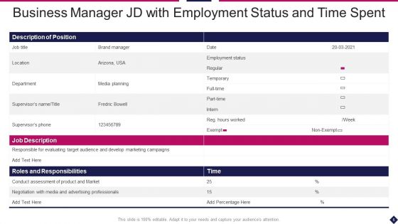 Business Manager JD Ppt PowerPoint Presentation Complete Deck With Slides