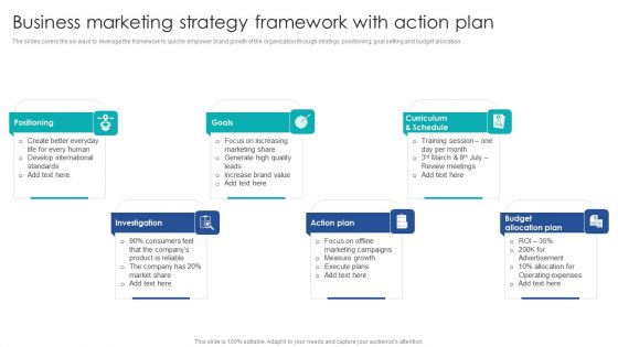 Business Marketing Strategy Framework With Action Plan Graphics PDF Business Marketing Strategy Framework With Action Plan Graphics PDF