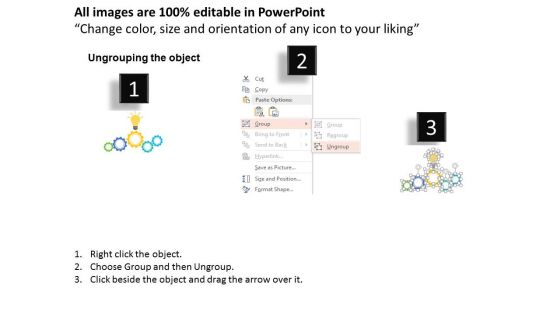 Business Men In Gears And Idea Bulb Powerpoint Templates