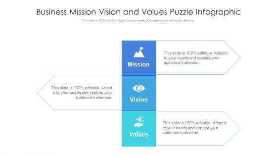 Business Mission Vision And Values Puzzle Infographic Ppt PowerPoint Presentation Gallery Model PDF