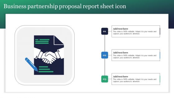Business Partnership Proposal Report Sheet Icon Summary PDF