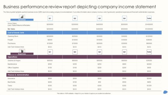 Business Performance Review Report Depicting Company Income Statement Infographics PDF Business Performance Review Report Depicting Company Income Statement Infographics PDF