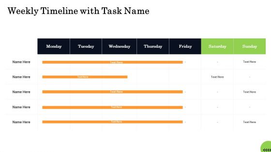 Business Plan For Fast Food Restaurant Weekly Timeline With Task Name Diagrams PDF