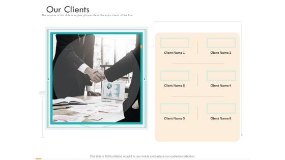 Business Planning And Strategy Playbook Our Clients Ppt PowerPoint Presentation Inspiration Design Inspiration PDF