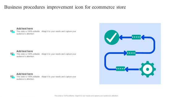 Business Procedures Improvement Icon For Ecommerce Store Graphics PDF