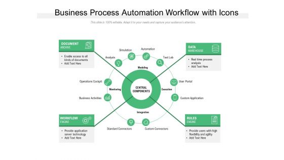 Business Process Automation Workflow With Icons Ppt PowerPoint Presentation Gallery Portfolio PDF