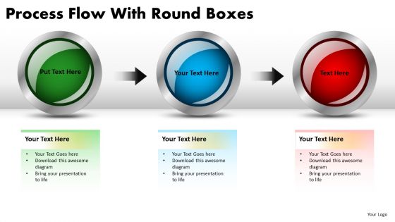 Business Process Flow With Round Boxes PowerPoint Slides And Ppt Diagram Templates