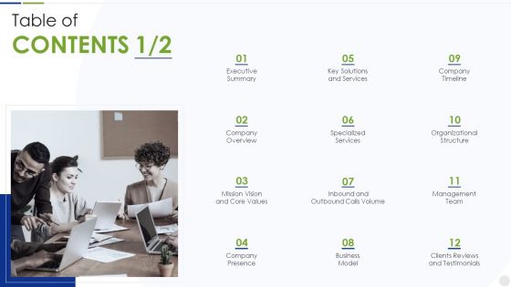Business Process Outsourcing Company Profile Table Of Contents Download PDF