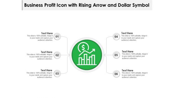 Business Profit Icon With Rising Arrow And Dollar Symbol Ppt PowerPoint Presentation File Sample PDF