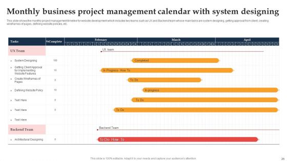 Business Project Management Calendar Ppt PowerPoint Presentation Complete Deck With Slides