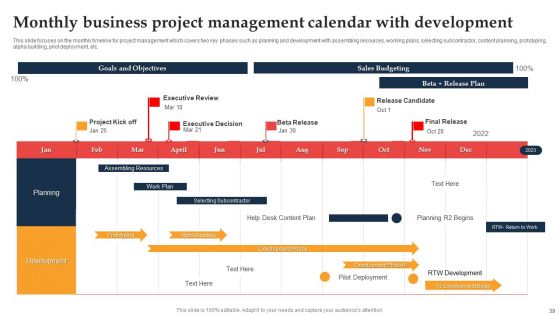 Business Project Management Calendar Ppt PowerPoint Presentation Complete Deck With Slides