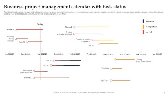Business Project Management Calendar Ppt PowerPoint Presentation Complete Deck With Slides