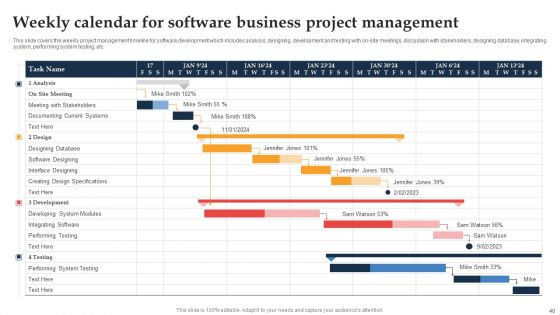 Business Project Management Calendar Ppt PowerPoint Presentation Complete Deck With Slides