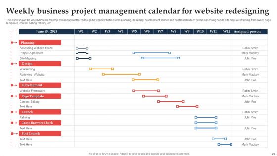 Business Project Management Calendar Ppt PowerPoint Presentation Complete Deck With Slides
