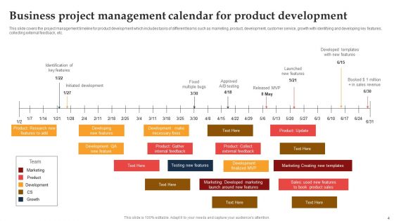 Business Project Management Calendar Ppt PowerPoint Presentation Complete Deck With Slides