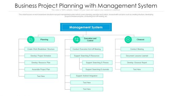 Business Project Planning With Management System Ppt PowerPoint Presentation File Icons PDF