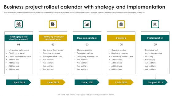 Business Project Rollout Calendar With Strategy And Implementation Microsoft PDF Business Project Rollout Calendar With Strategy And Implementation Microsoft PDF