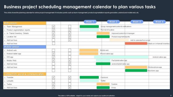 Business Project Scheduling Calendar Ppt PowerPoint Presentation Complete Deck With Slides