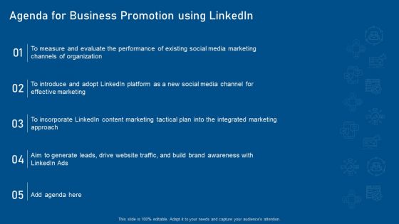 Business Promotion Using Linkedin Agenda For Business Promotion Using Linkedin Brochure PDF Business Promotion Using Linkedin Agenda For Business Promotion Using Linkedin Brochure PDF