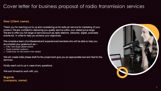 Business Proposal Of Radio Transmission Services Ppt PowerPoint Presentation Complete Deck With Slides