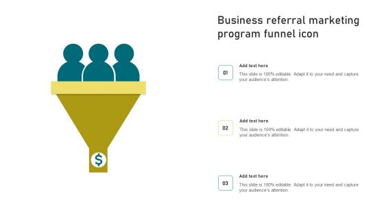 Business Referral Marketing Program Funnel Icon Summary PDF
